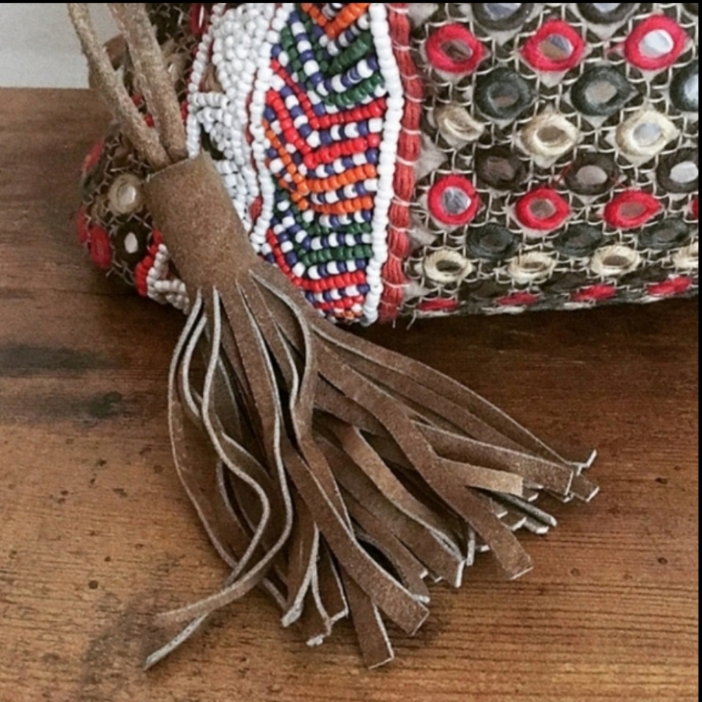 Gypsy05 Beaded Boho Suede Embellished Bag - Picture 2 of 12